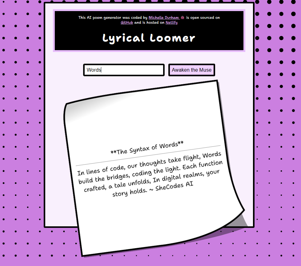 AI-powered poem generator app with colorful sticky-note design and interactive interface